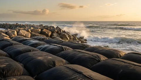 Enrochement de protection au pied d’un ouvrage côtier