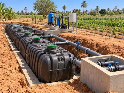 Réseaux techniques et cuves d’une plateforme agro-industrielle